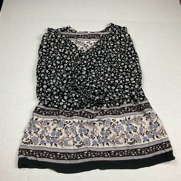 Kelso Womens Peasant Top Floral Neck Tie V-Neck Puff 3/4 Sleeve Blouse Large - Picture 10 of 11